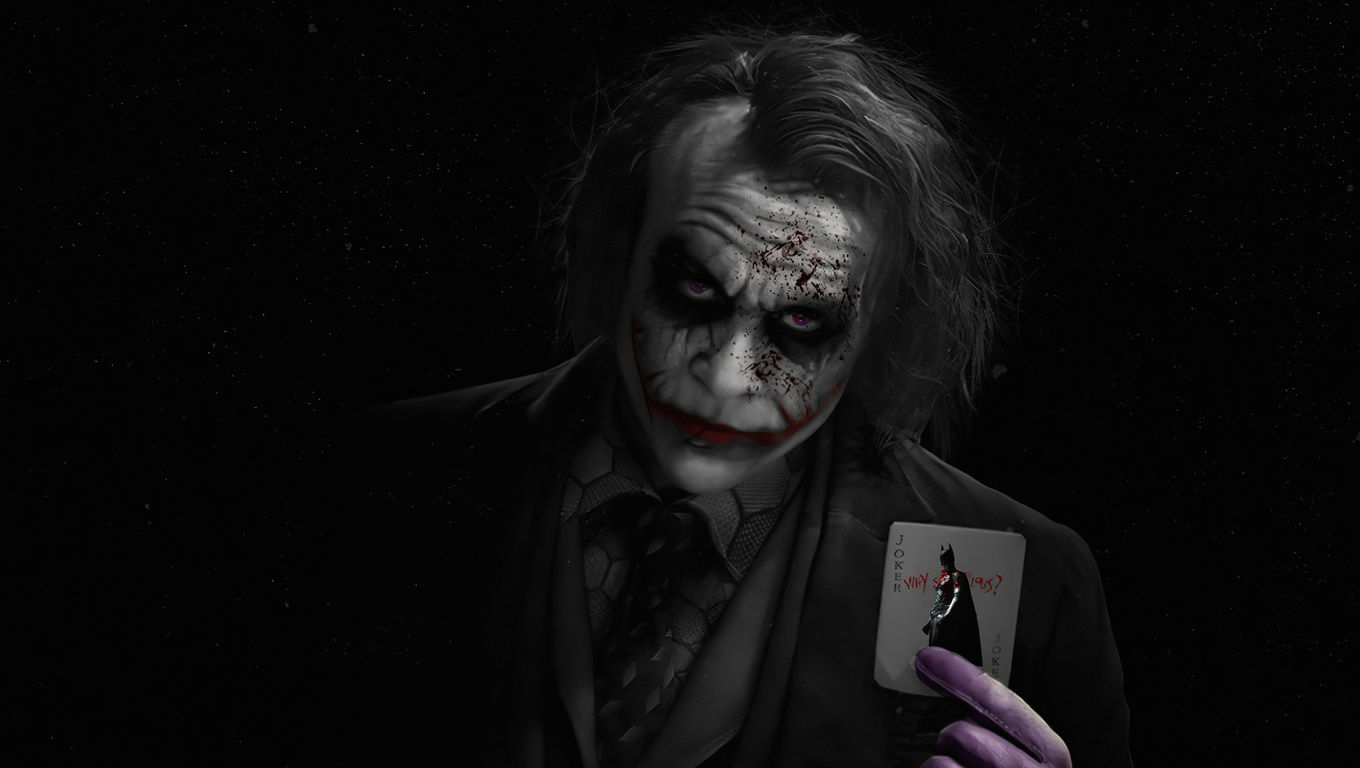 Wallpaper #UxouUZMB1yWOL4qg54He285 1360x768 Joker Heath Ledger with Card 5K Laptop HD Hd 4K Wallpapers