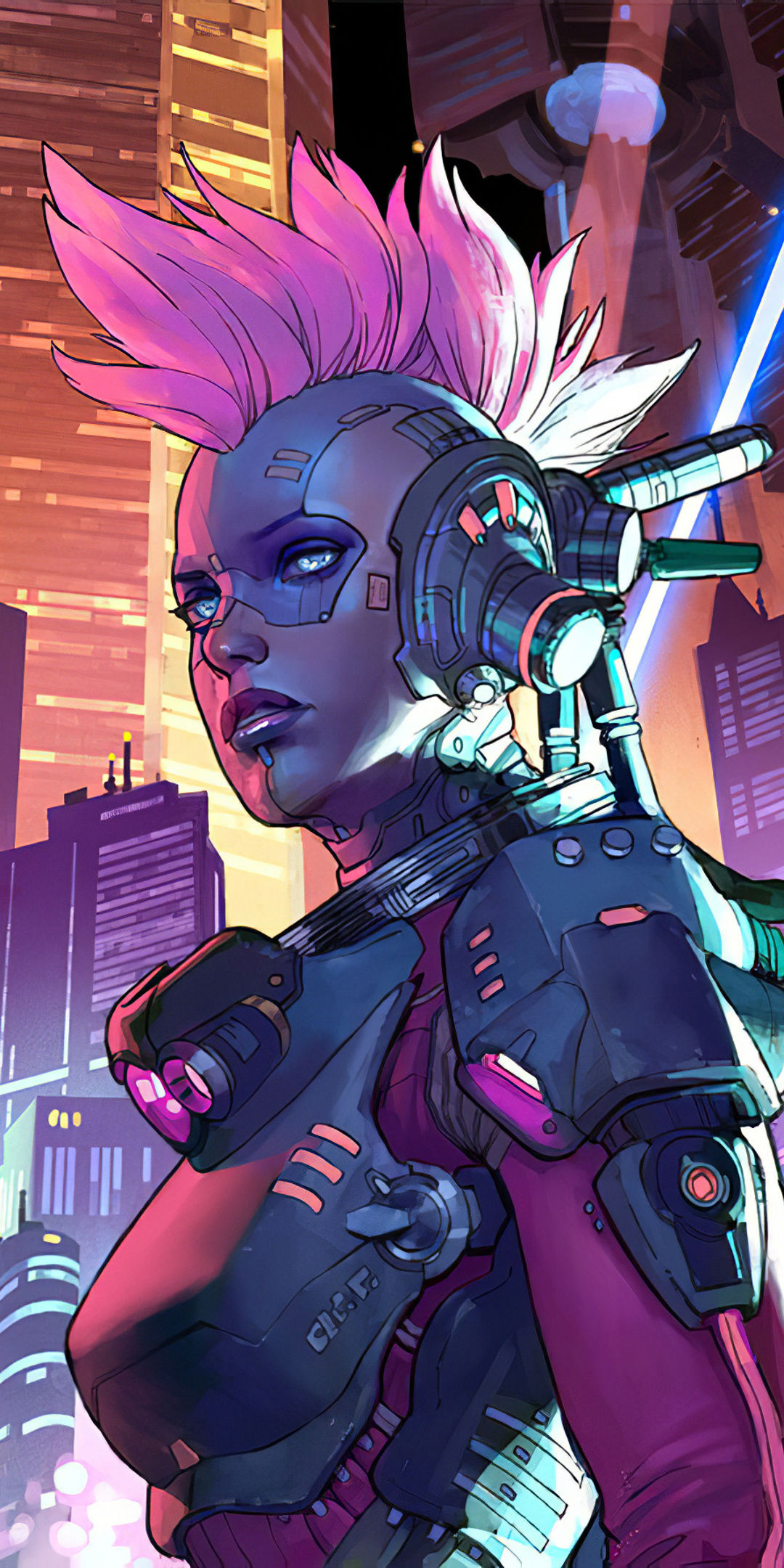 Wallpaper #oUWqlI4B7YBJg1BVAZ8G18 1080x2160 Cyberpunk Pink Hair Girl 4K One Plus 5thonor 7xhonor View