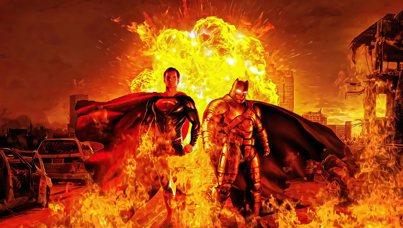 Wallpaper #YB3iLJMBlOZrFDOkiczE168 1360x768 Superman and Batman Fire 4K Laptop HD Hd 4K Wallpapers Images