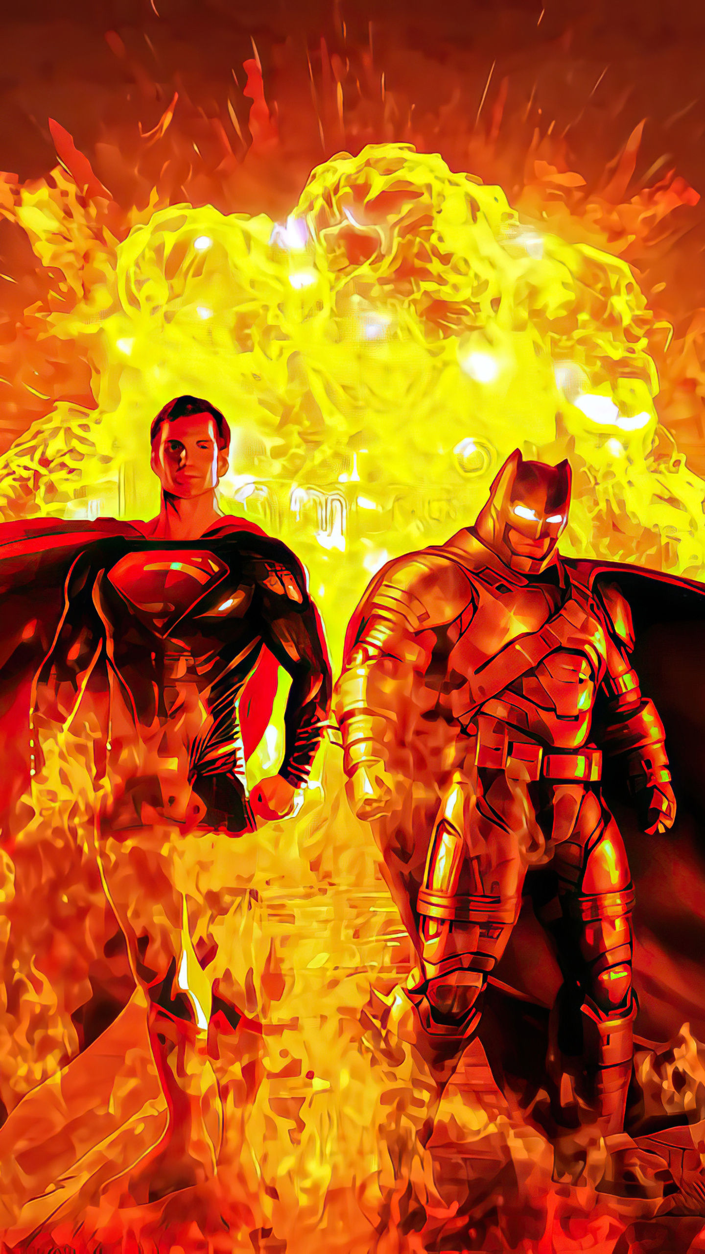 Wallpaper #YB3iLJMBlOZrFDOkiczE189 1440x2560 Superman and Batman Fire 4K Samsung Galaxy S6s7 Google
