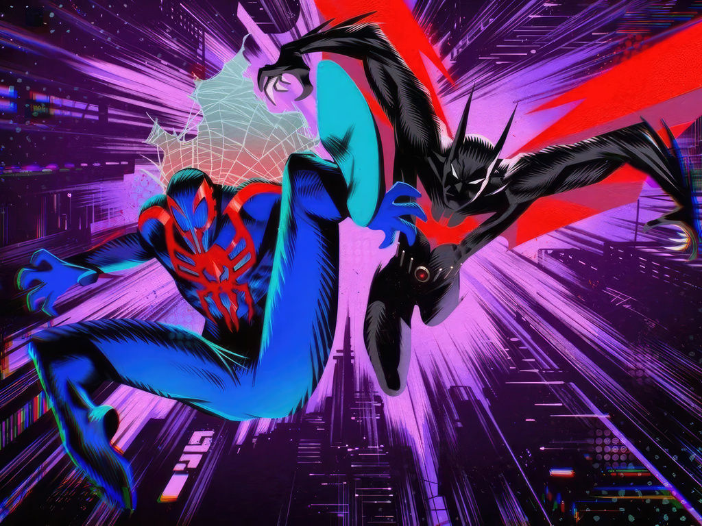 Wallpaper #pwOqZpMBpyOg8YnEgduT299 1024x768 Spiderman 2099 and Batman Beyond Together 5K Wallpaper