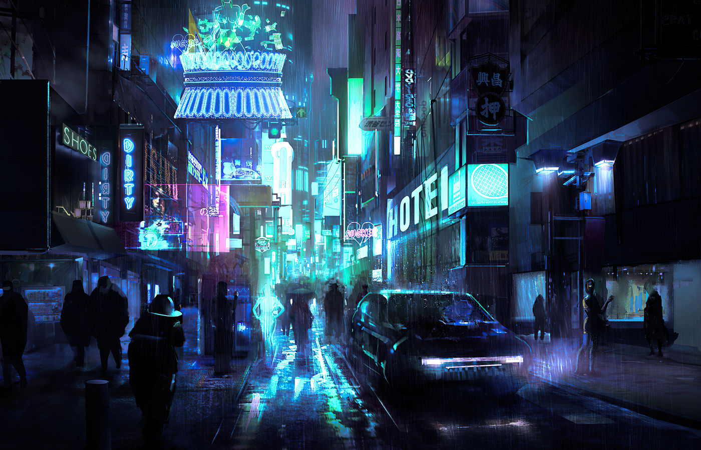 Wallpaper #_2eJ9JIBSpphPi3-0Hpa148 1400x900 Cyberpunk Street Night 4K 1400x900 Resolution HD 4K Wallpapers