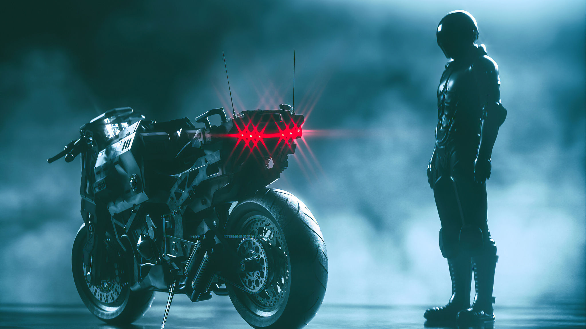 Wallpaper #eUWjj44B7YBJg1BVPp1447 2048x1152 Cyberpunk Bike with Man 4K Wallpaper2048x1152 Resolution HD