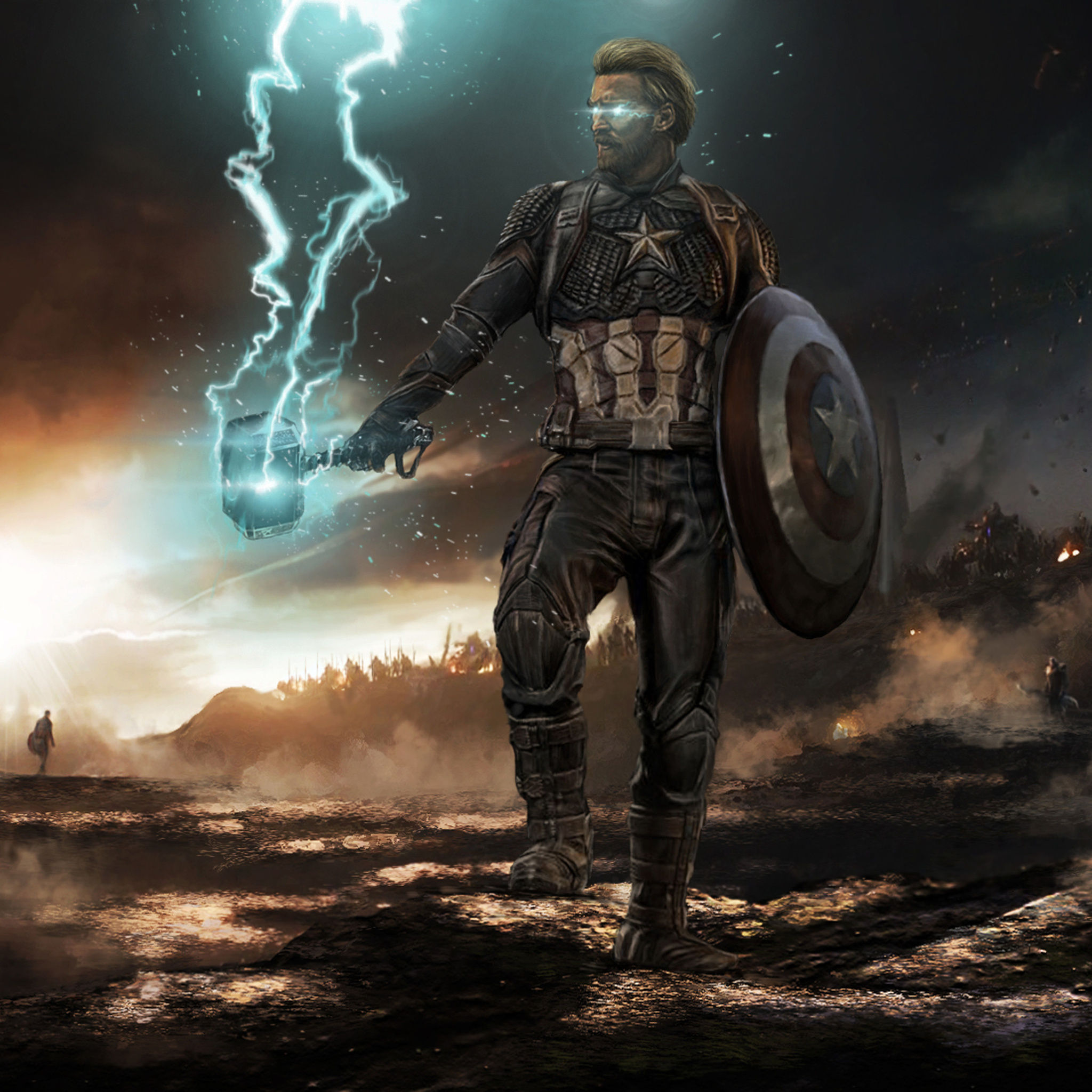 Wallpaper #knQtwo4B_8f4nGFajm4352 2048x2048 Captain America Mjolnir Thunder and Shield 2020 4K iPad Air