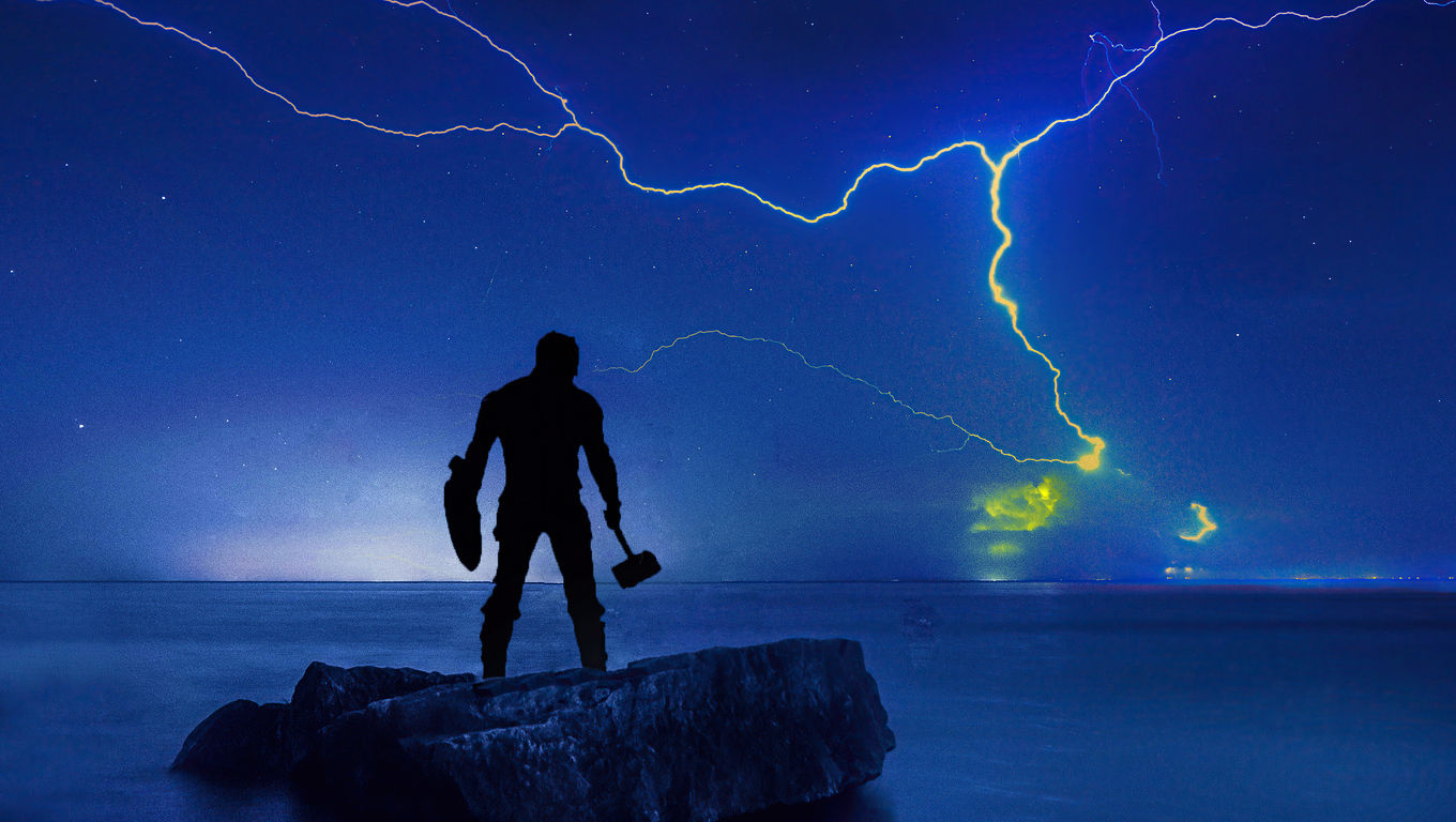 Wallpaper #B70BF Captain America Surrounded by Lightning from Thors Hammer