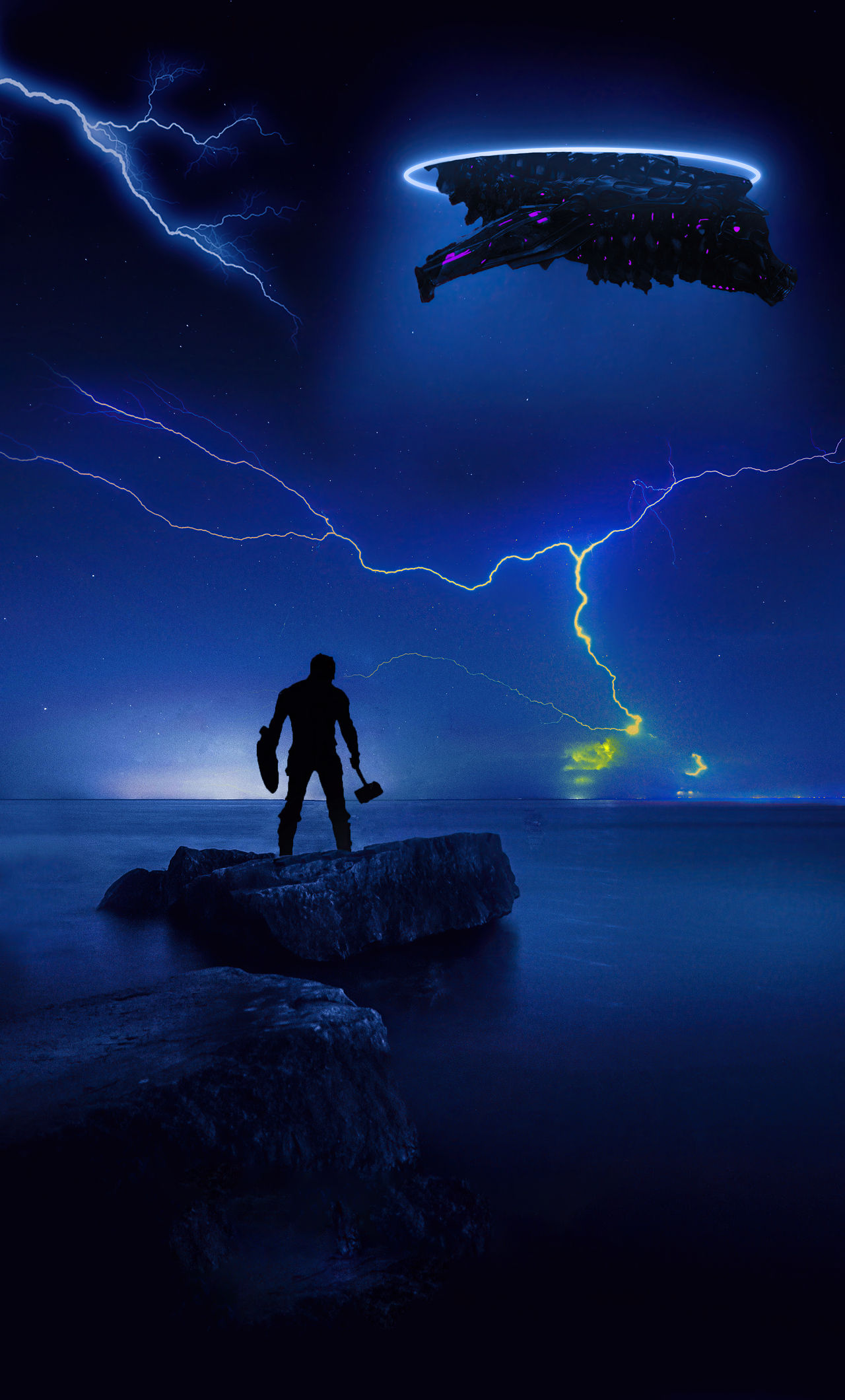 Wallpaper #B70BF Captain America Surrounded by Lightning from Thors Hammer