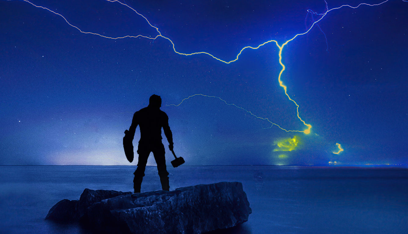 Wallpaper #B70BF Captain America Surrounded by Lightning from Thors Hammer