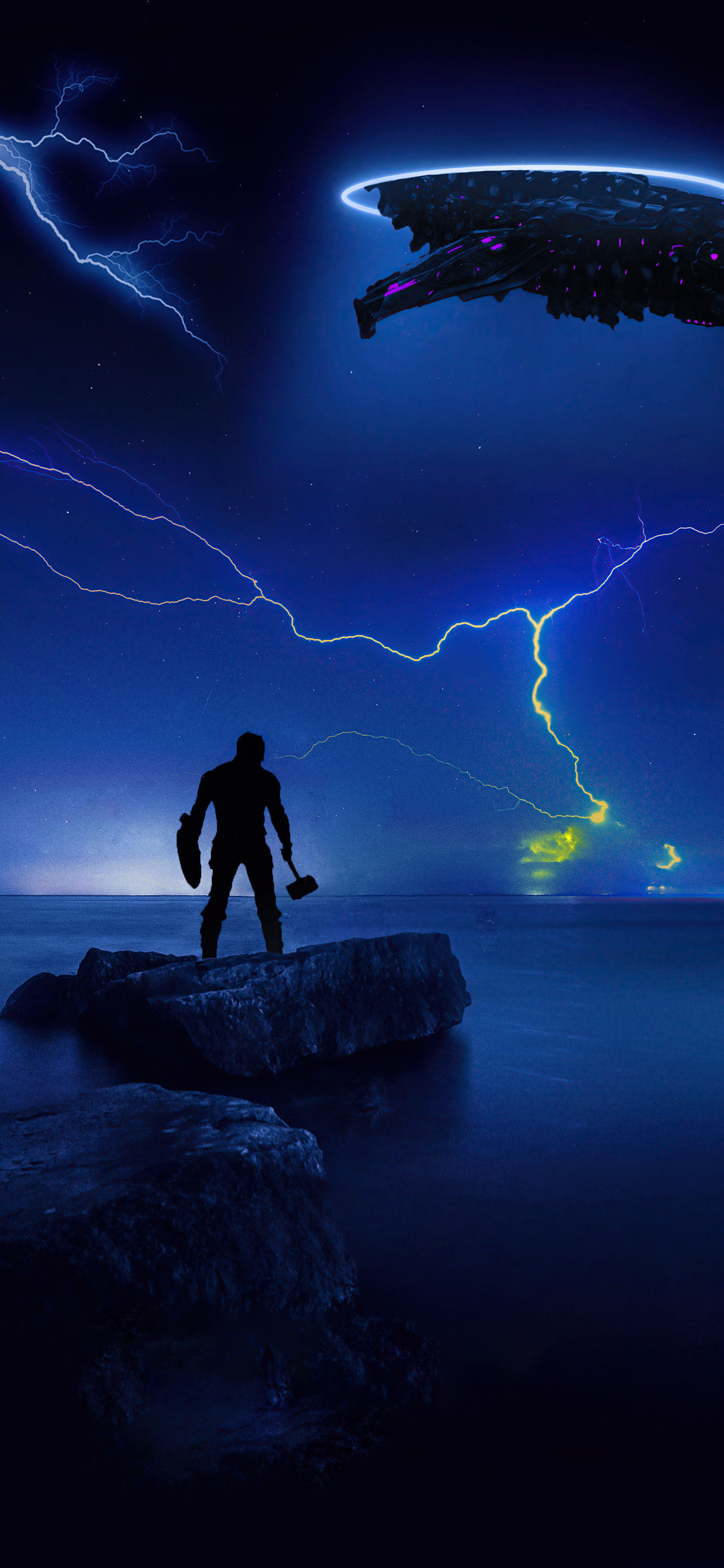 Wallpaper #B70BF Captain America Surrounded by Lightning from Thors Hammer