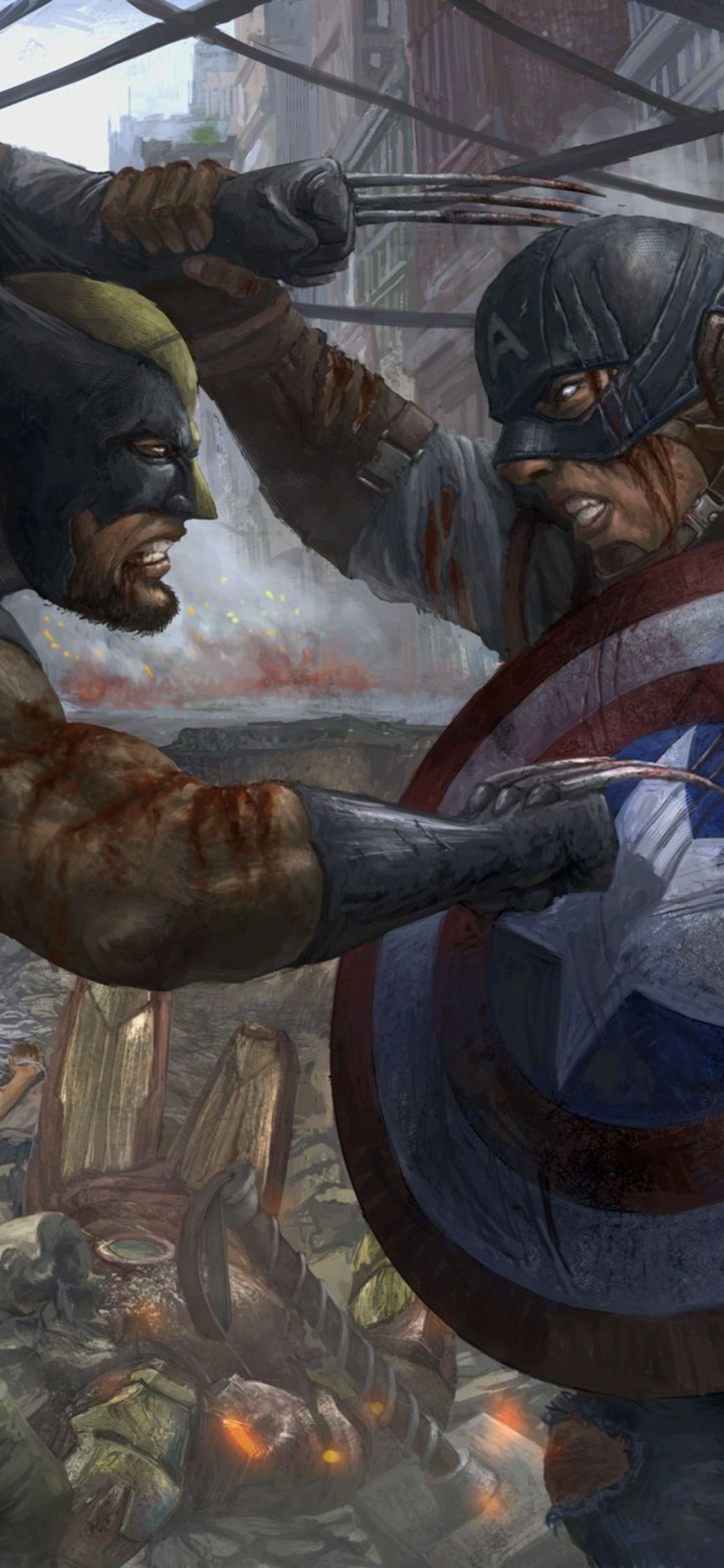 Wallpaper #d2e9d Wolverine vs Captain America by Mike Zeck from the Marvel Project