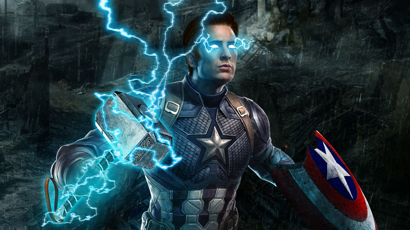 Wallpaper #NUVGpo4B7YBJg1BVaaZS15 1366x768 Captain America Mjolnir Avengers Endgame 4K 1366x768