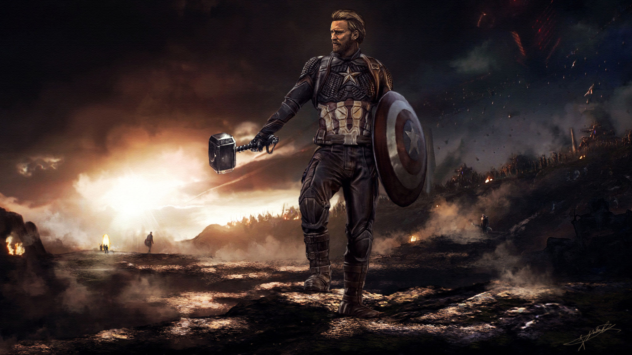 Wallpaper #KxVruo4BmMigT4UnzlY813 2048x1152 Captain America Mjolnir and Shield 2020 2048x1152 Resolution