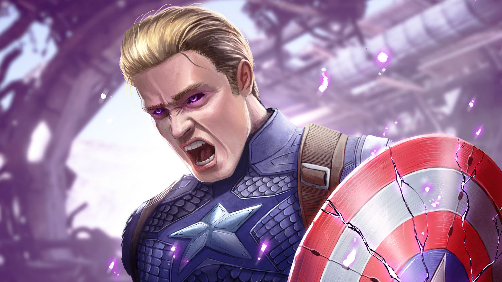 Wallpaper #WUVPno4B7YBJg1BVGKIS49 Captain America Surrounded by Purple Energy