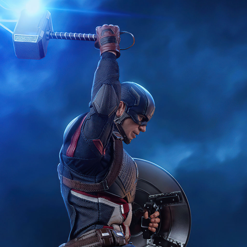 Wallpaper #B70BF Captain America Surrounded by Lightning from Thors Hammer