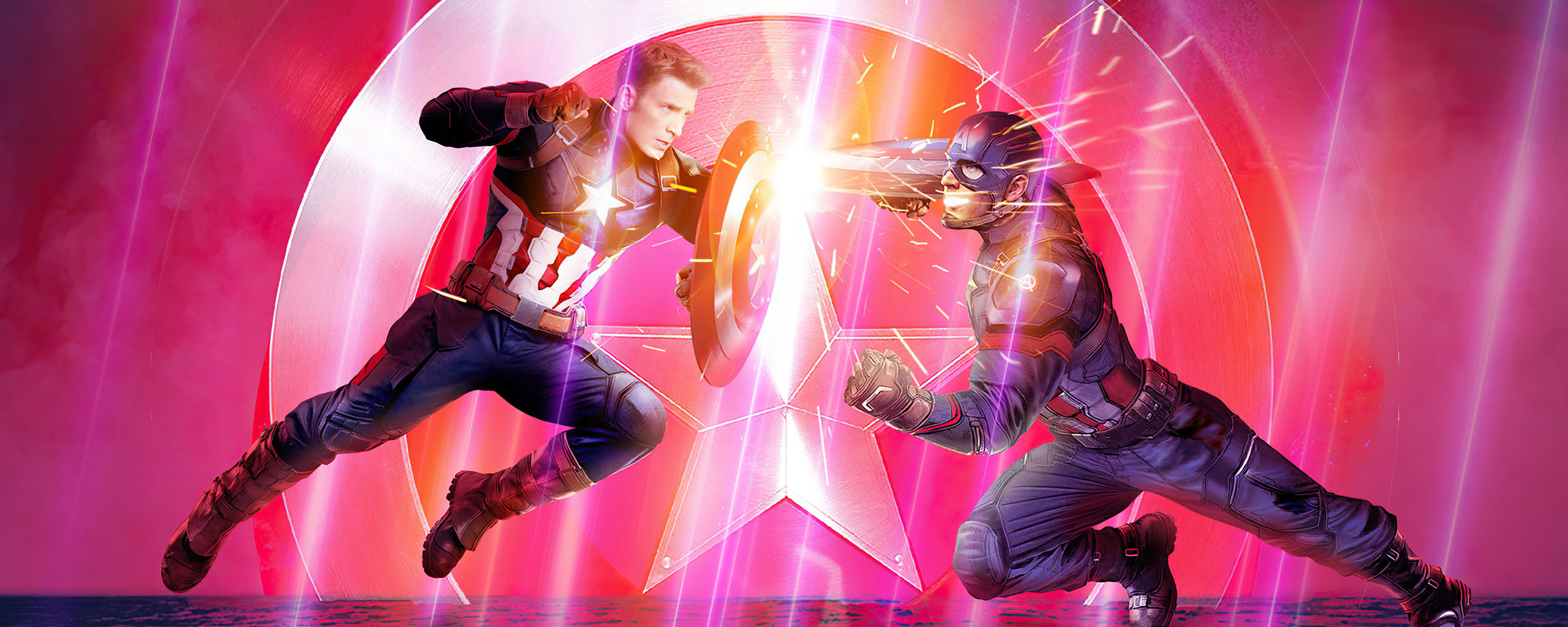 Wallpaper #kWfv-pIBSpphPi3-RJIg268 2560x1024 Captain America vs Captain America Avengers End Game Poster