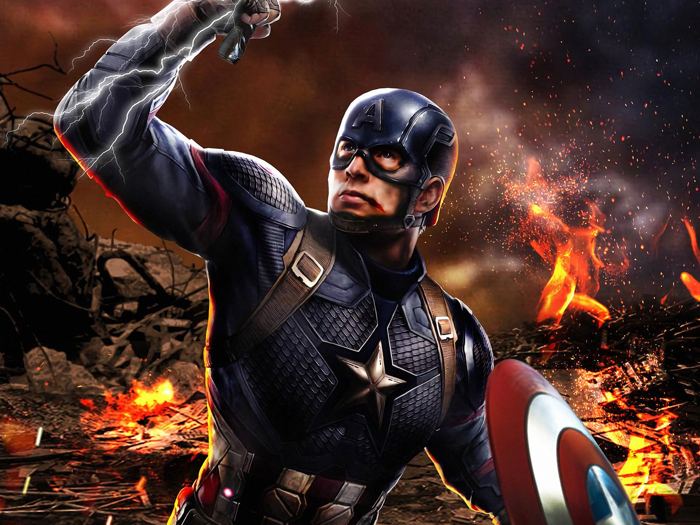 Wallpaper #jXQtwo4B_8f4nGFaPm4v12 1400x1050 Captain America Avengers Endgame Mjolnir 1400x1050 Resolution