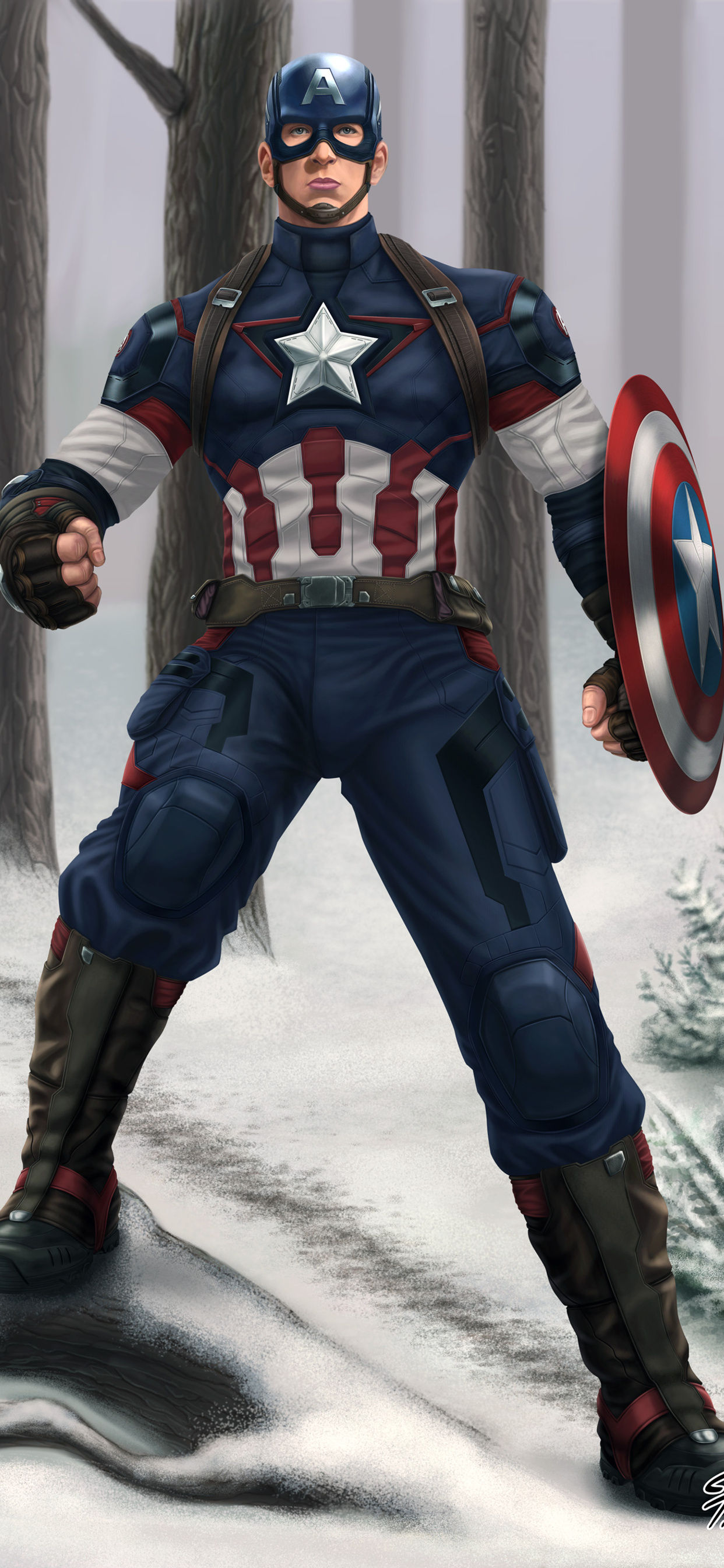 Wallpaper #kX2D8I4Bnwiau_P62Ab956 1242x2688 Captain America Digital Artwork iPhone Xs Max HD 4K