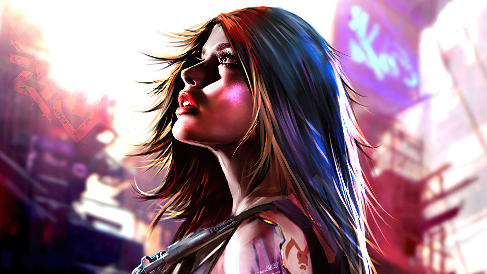 Wallpaper #qa3MMZMBKf019FdaUxGB302 2048x1152 Red Rabbit Cyberpunk Girl 4K 2048x1152 Resolution HD 4K