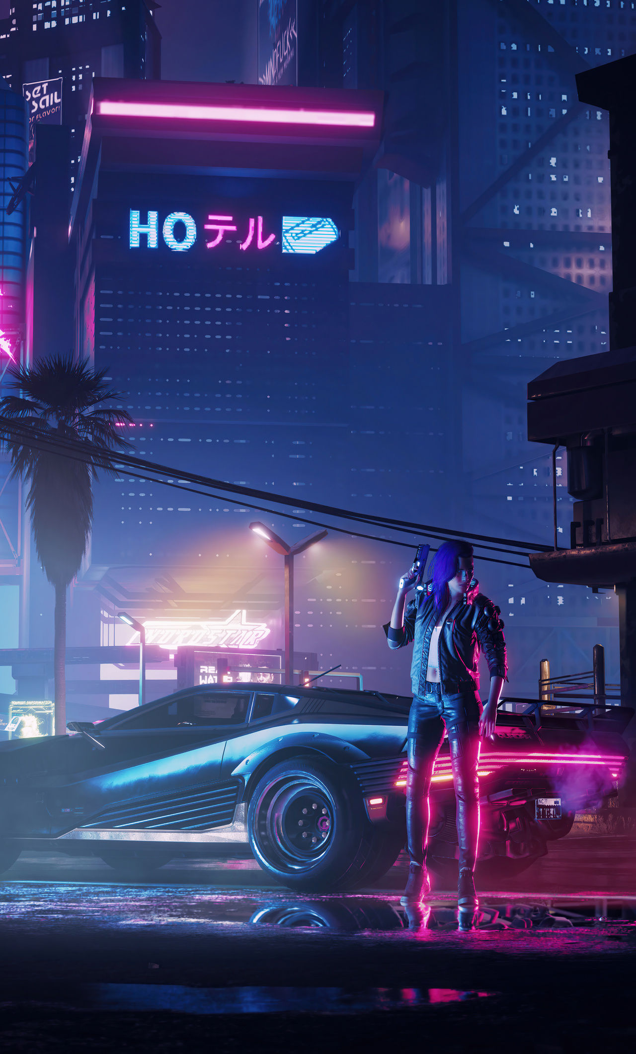 Wallpaper #Imh7F5MBSpphPi3-_A9s39 1280x2120 Cyberpunk 2077 Neon City 4K iPhone 6 HD 4K Wallpapers