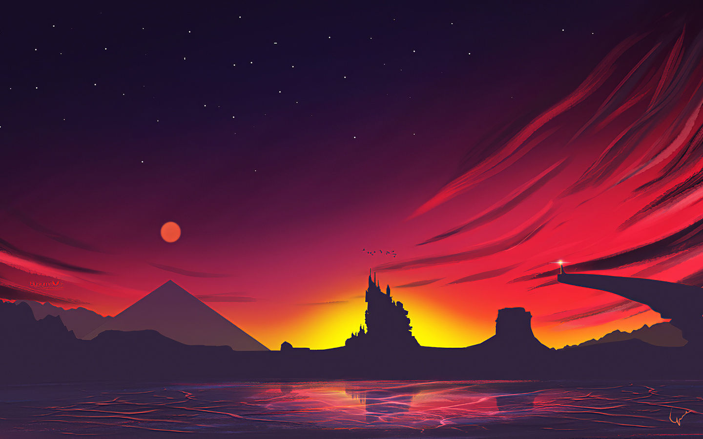 Wallpaper #630q9I4Bnwiau_P6ZQ5b1 1440x900 Minimal Sunset Landscape 4K Wallpaper1440x900 Resolution HD