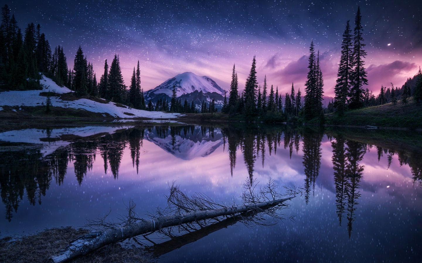 Wallpaper #6m0pa5cBycdYOYFTX3Gj61 1440x900 Lake Nature Night Reflection 1440x900 Resolution HD 4K