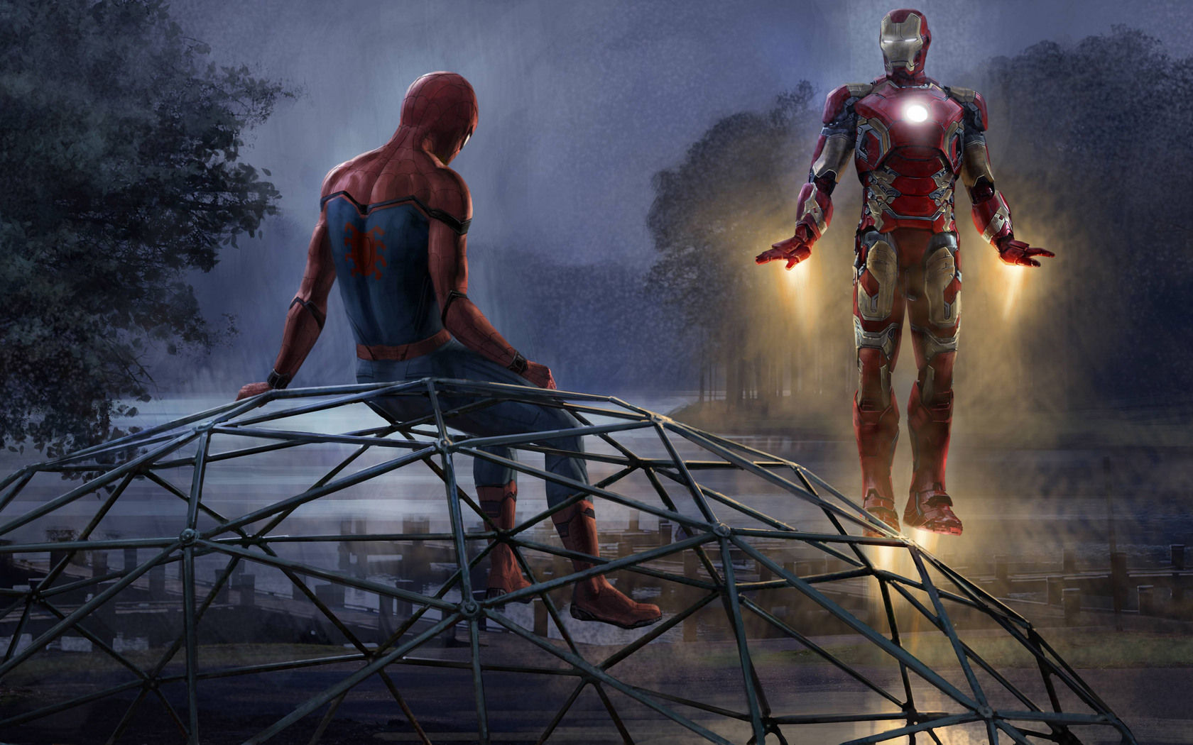 Wallpaper #7bec7 1920x1080 Iron Man Spider Man Come Together Laptop Full HD 1080p HD 4K