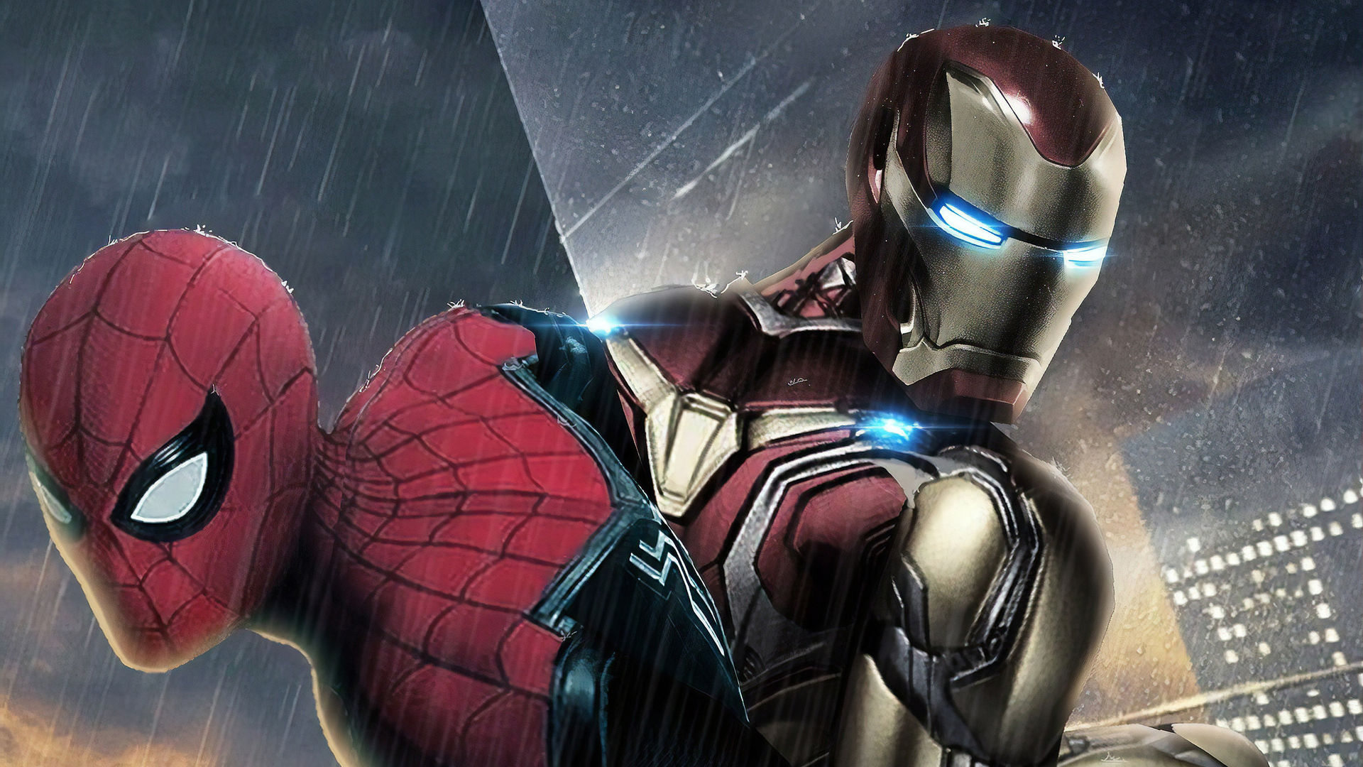 Wallpaper #7bec7 1920x1080 Iron Man Spider Man Come Together Laptop Full HD 1080p HD 4K