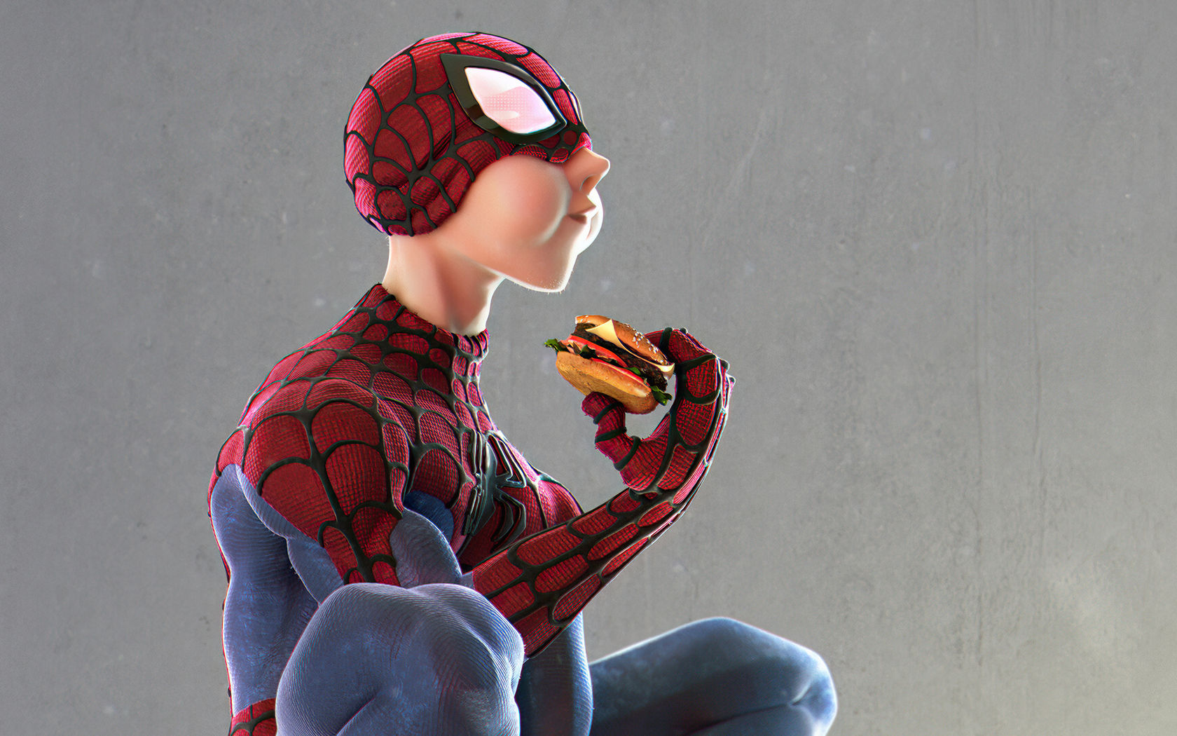 Wallpaper #SRlHDo8BtGB6xQ78QVkA7 1680x1050 Spider Man Eating Burger 1680x1050 Resolution HD 4K