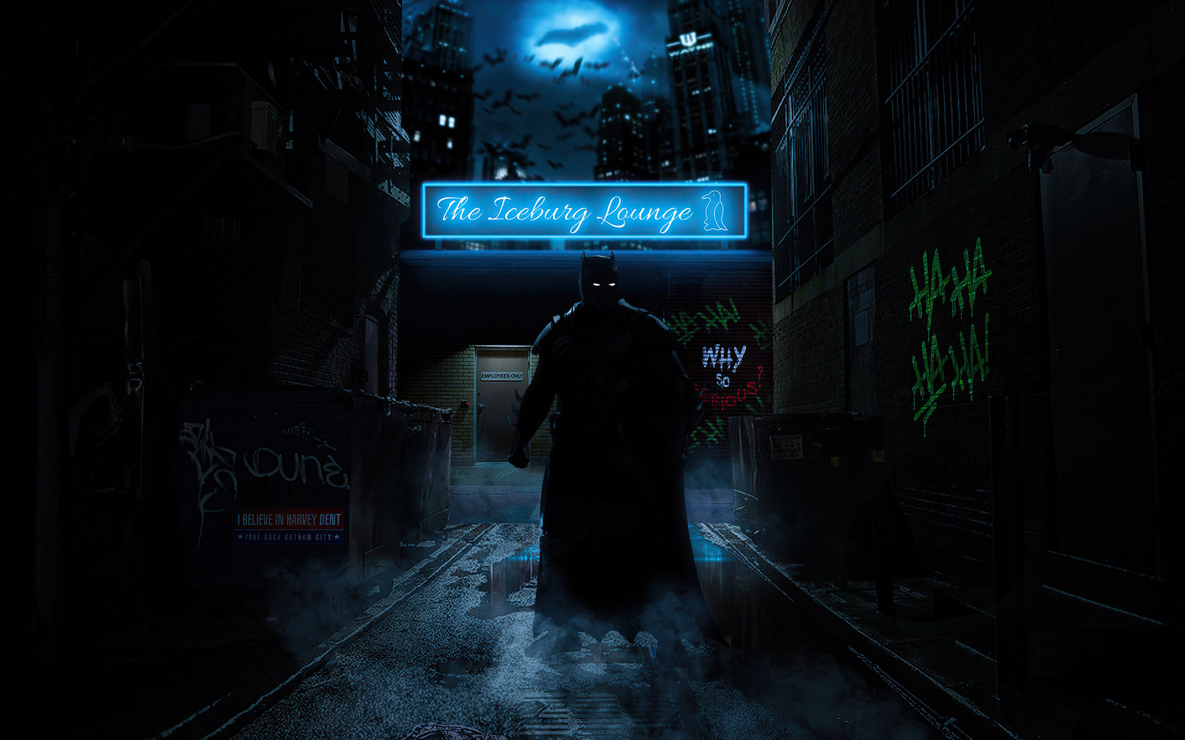 Wallpaper #A54C2 Batman Neon Glow 4K