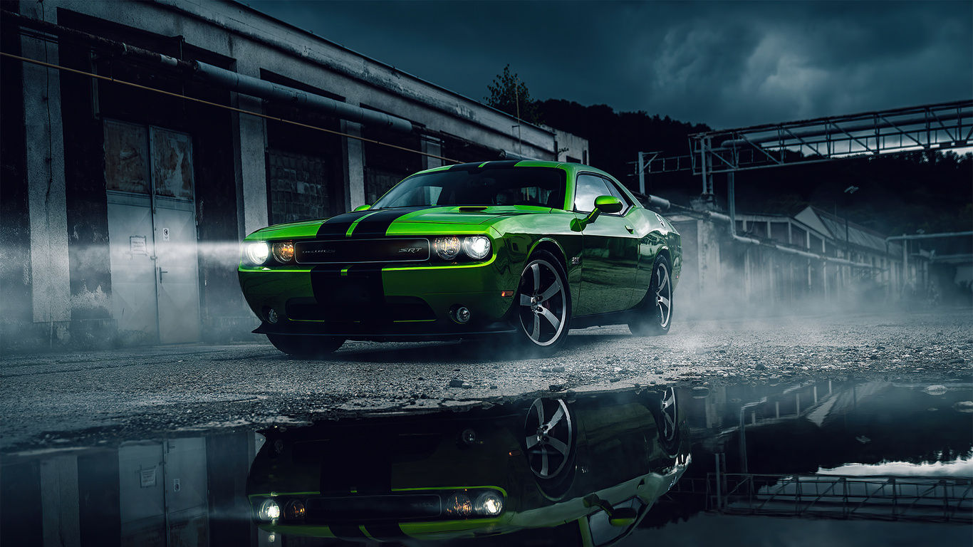 Wallpaper #-f_Ma5MB3lSXT3zUB-gi342 1366x768 Green Dodge Challenger 4K Laptop HD Hd 4K Wallpapersimages