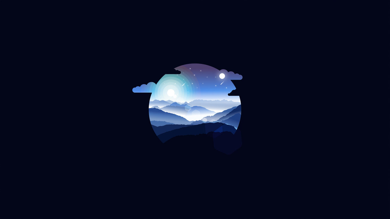 Wallpaper #3ded5 1920x1080 Resolution Mountain Minimalist Night 1080p Laptop Full HD