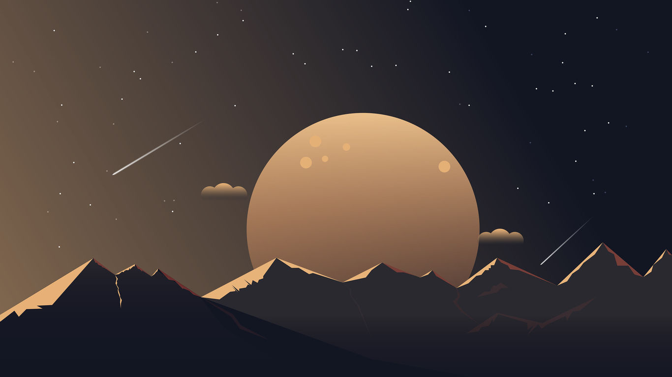 Wallpaper #3ded5 1920x1080 Resolution Mountain Minimalist Night 1080p Laptop Full HD