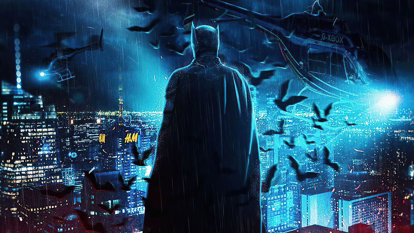 Wallpaper #dX289I4Bnwiau_P6OBAX3 1366x768 the Batman Over Gotham City 4K Laptop HD Hd 4K Wallpapers