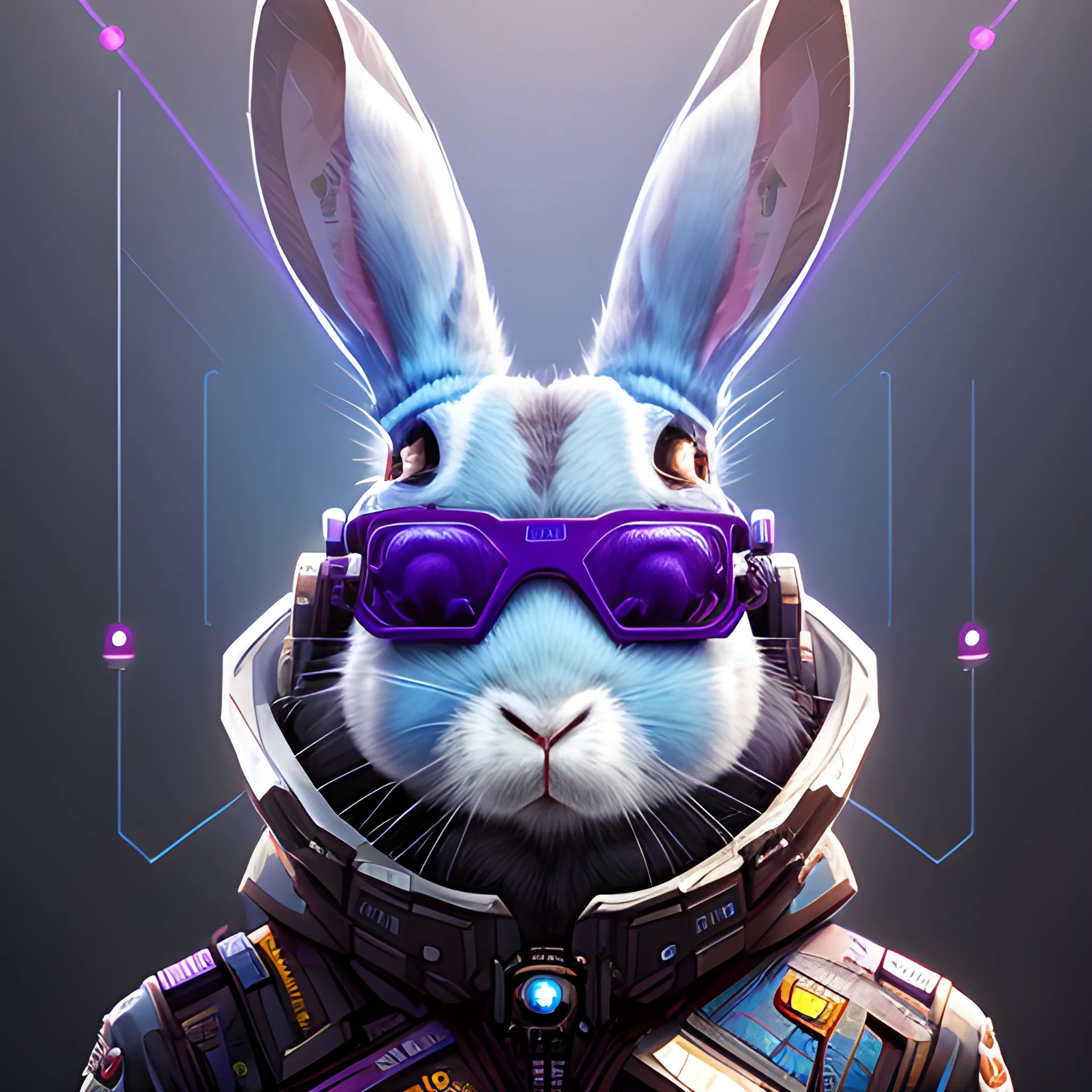 Wallpaper #qa3MMZMBKf019FdaUxGB160 A Beautiful Portrait of a Cute Cyberpunk Rabbit by Sandra Chevri
