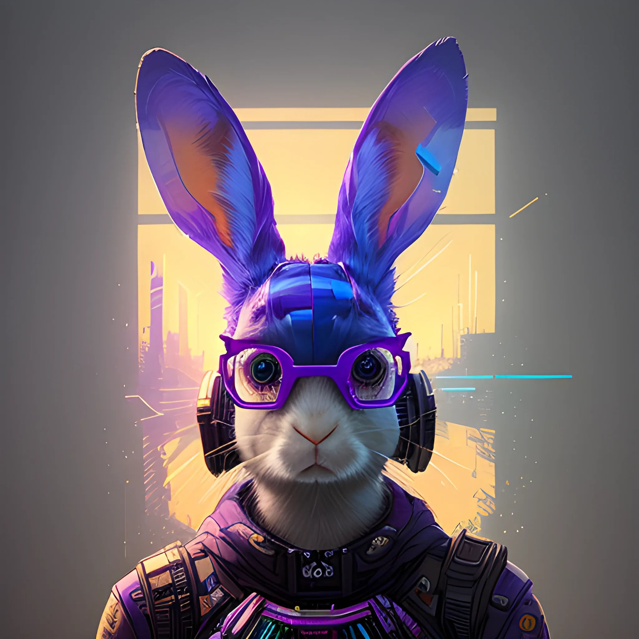 Wallpaper #qa3MMZMBKf019FdaUxGB175 A Beautiful Portrait of a Cute Cyberpunk Rabbit by Sandra Chevri