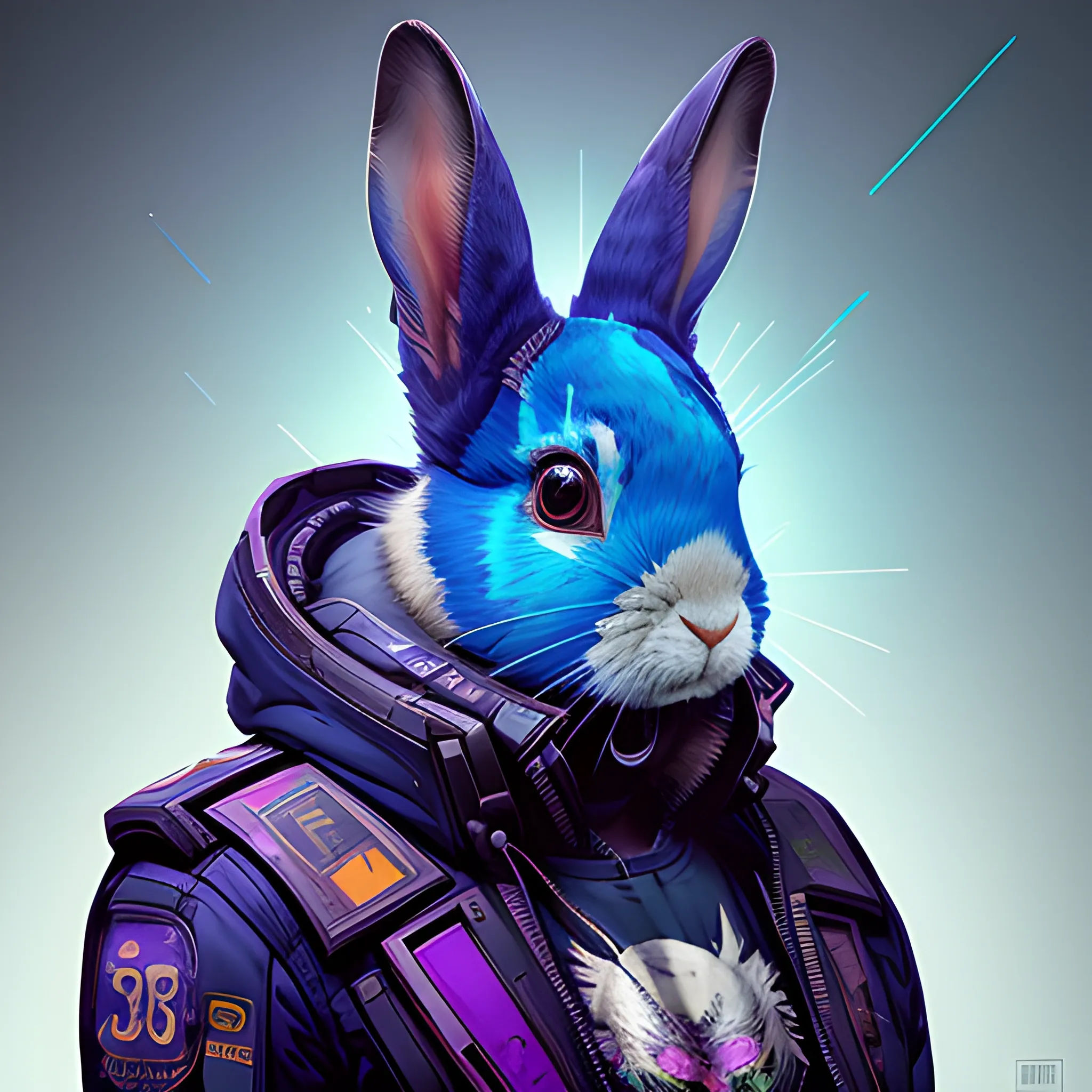 Wallpaper #qa3MMZMBKf019FdaUxGB163 A Beautiful Portrait of a Cute Cyberpunk Rabbit by Sandra Chevri
