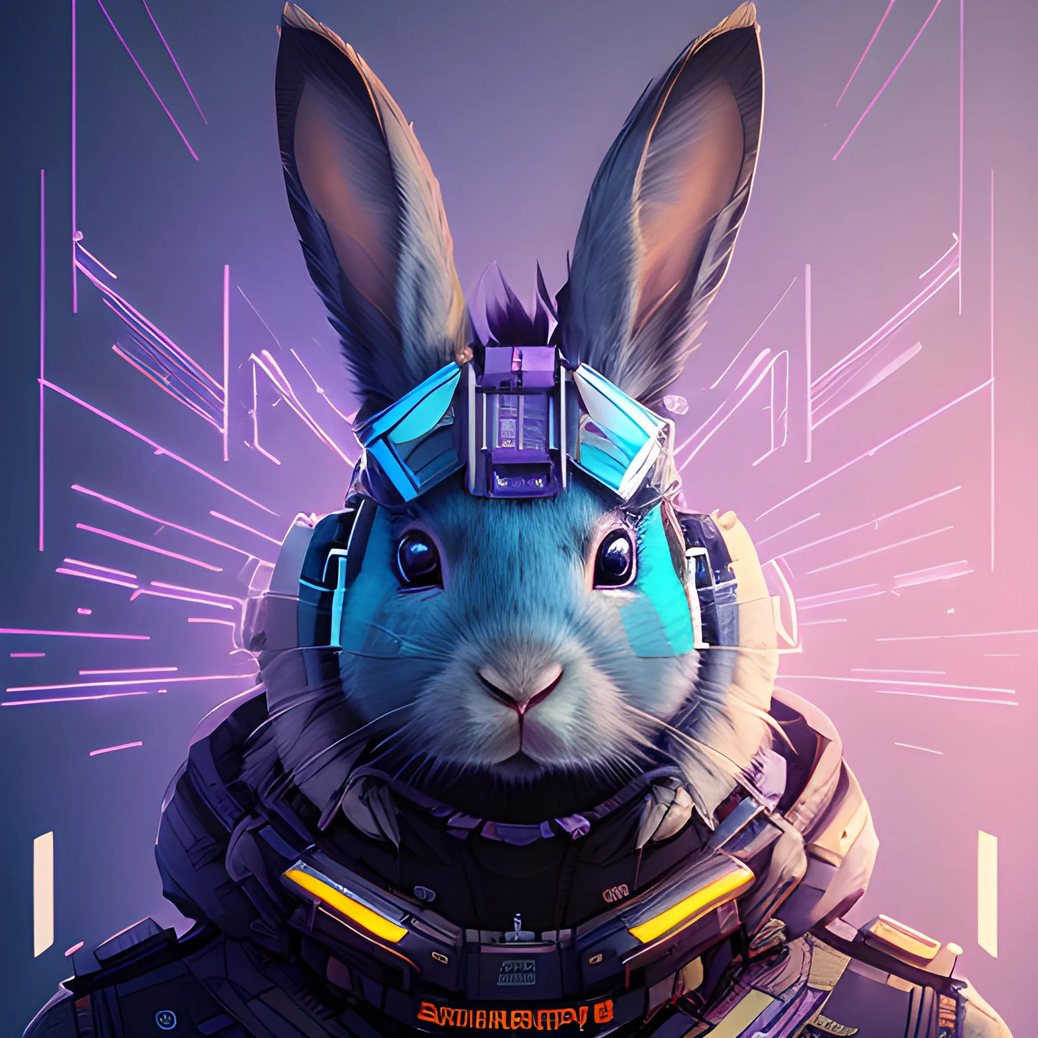 Wallpaper #qa3MMZMBKf019FdaUxGB204 A Beautiful Portrait of a Cute Cyberpunk Rabbit by Sandra Chevri