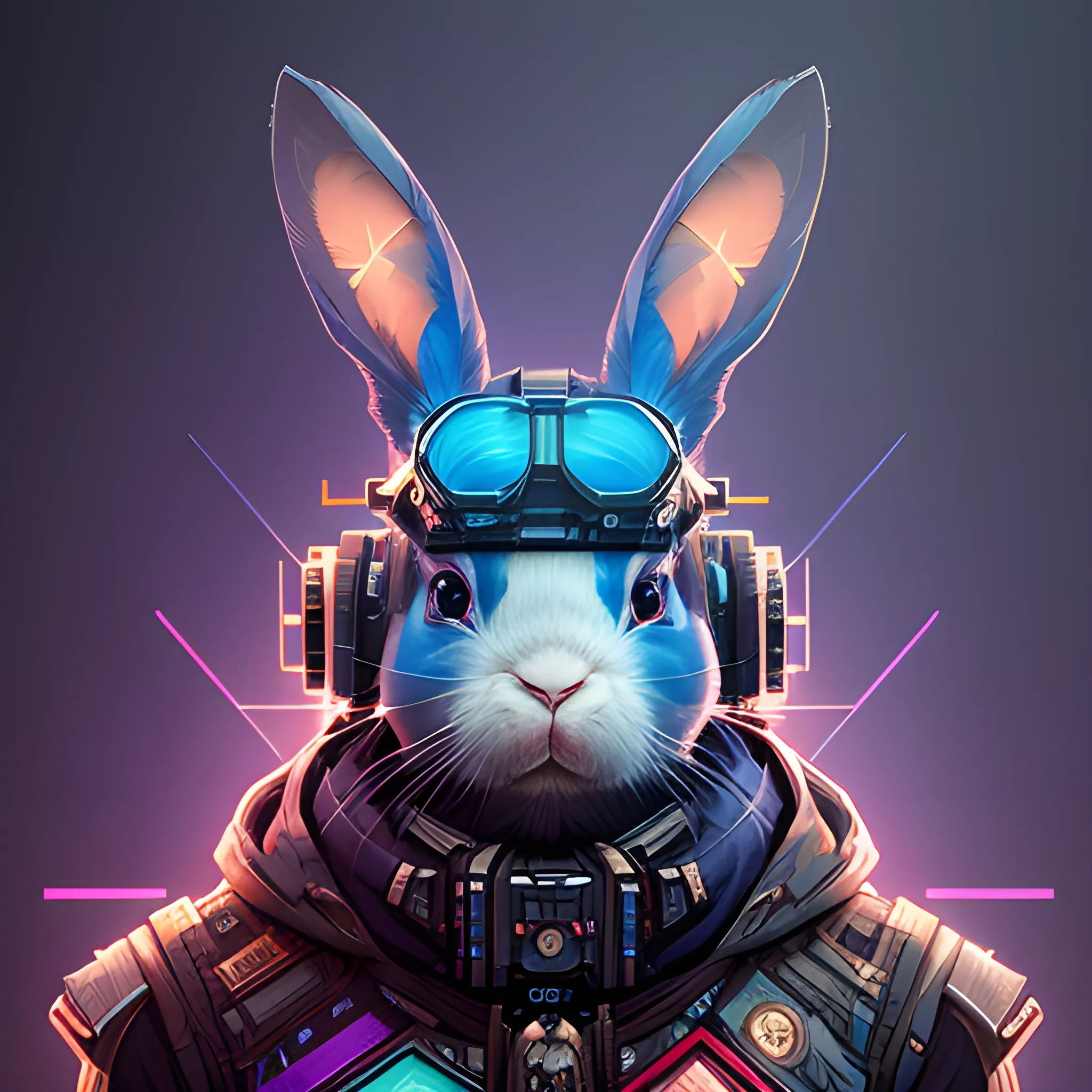 Wallpaper #qa3MMZMBKf019FdaUxGB155 A Beautiful Portrait of a Cute Cyberpunk Rabbit by Sandra Chevri
