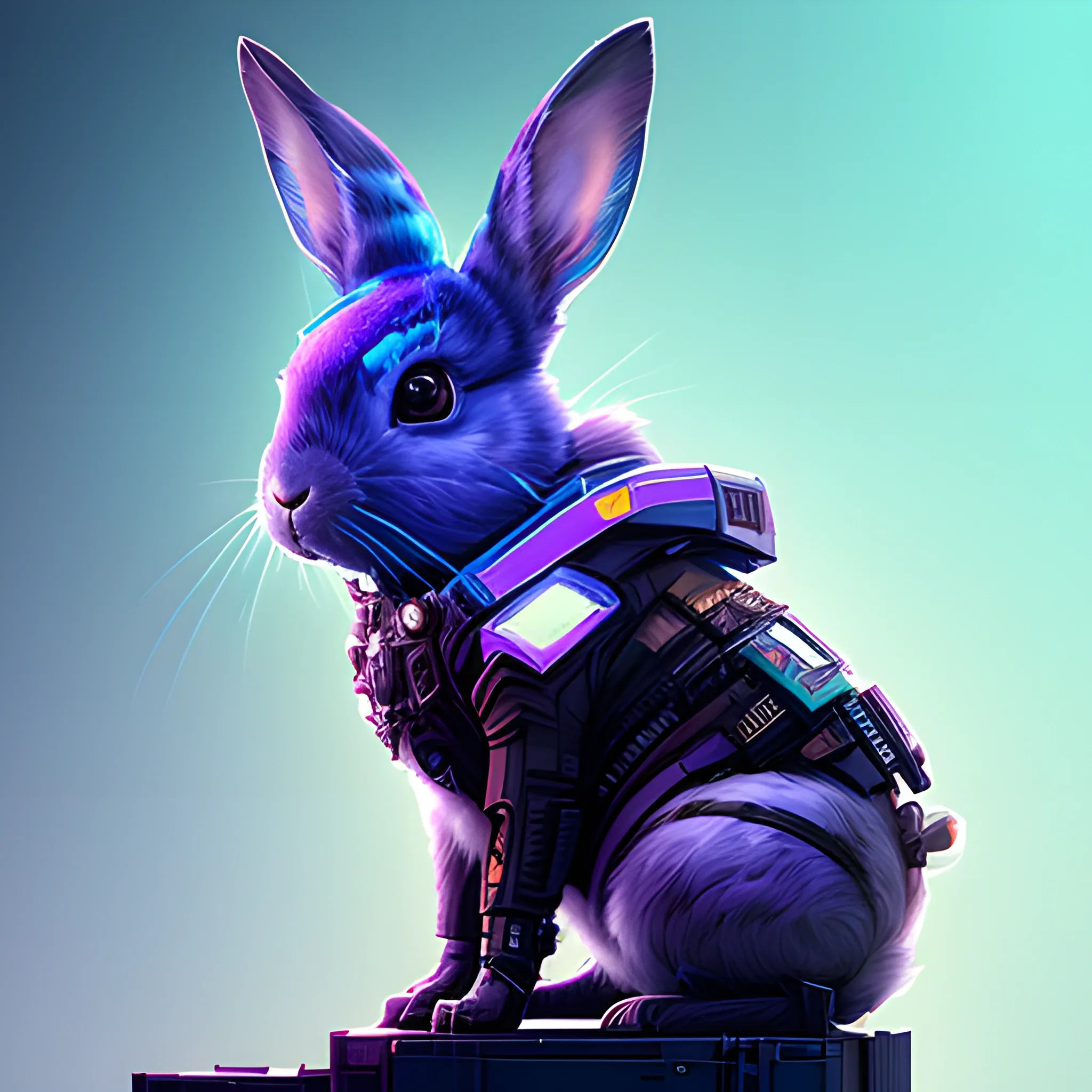 Wallpaper #qa3MMZMBKf019FdaUxGB87 A Beautiful Portrait of a Cute Cyberpunk Rabbit by Sandra Chevri