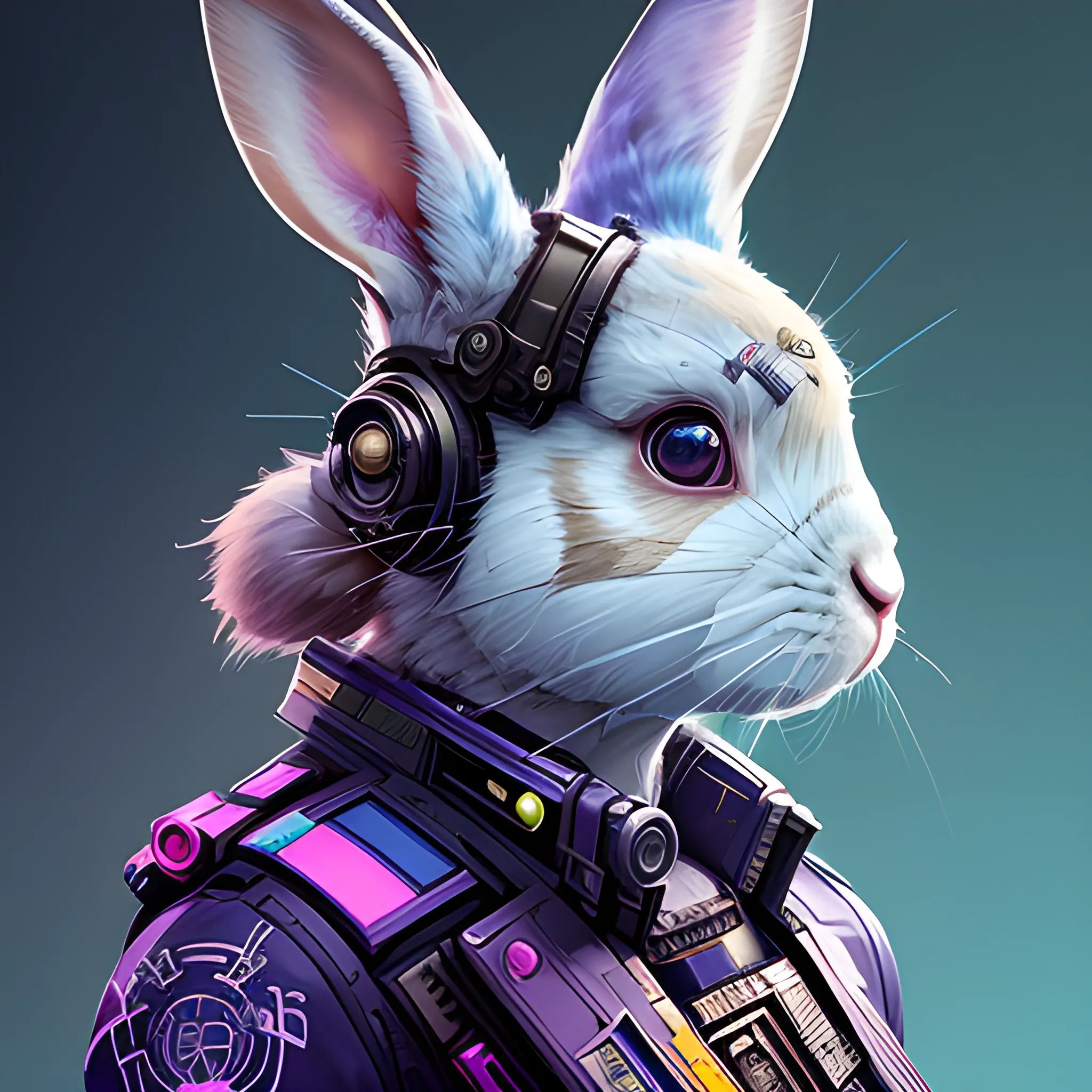 Wallpaper #qa3MMZMBKf019FdaUxGB111 A Beautiful Portrait of a Cute Cyberpunk Rabbit by Sandra Chevri