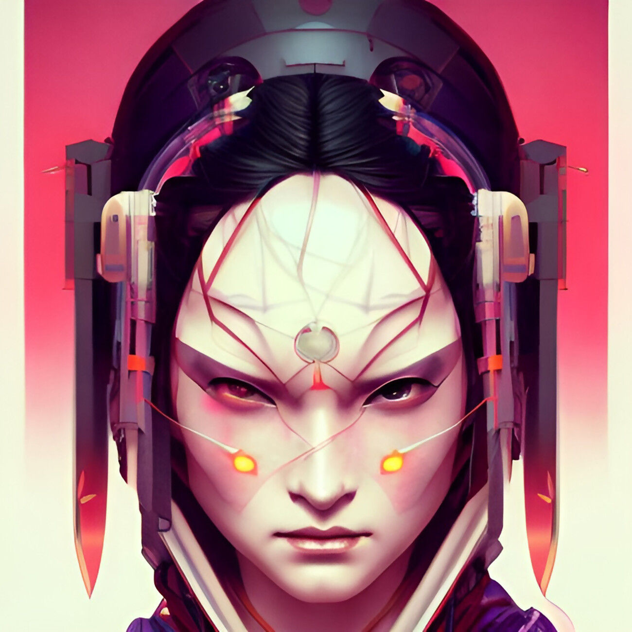 Wallpaper #lGiXF5MBSpphPi3-bA_J45 Konstnarliga Illustration Cyberpunk Face of a Samurai Woman of the