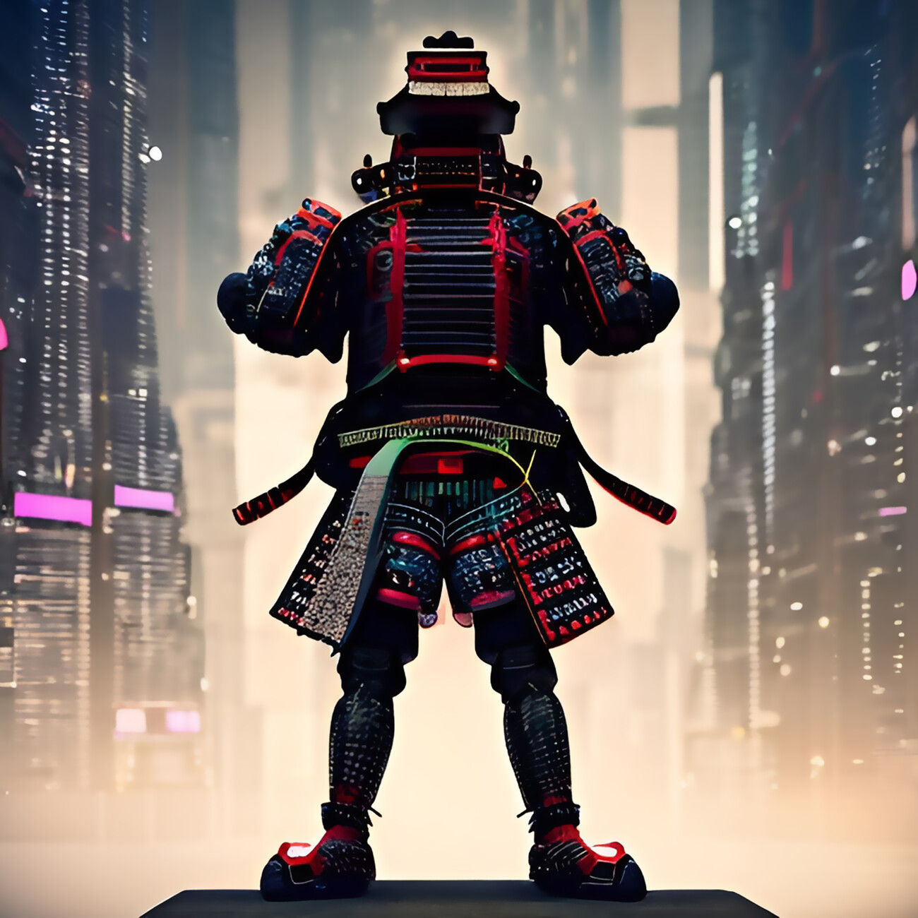 Wallpaper #lGiXF5MBSpphPi3-bA_J172 Illustrazione Artistiche Samurai Cyberpunk in a City of Japan