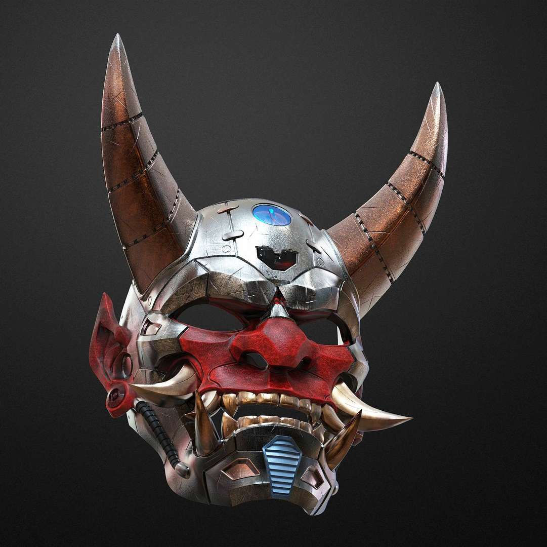 Wallpaper #OmeS85IBSpphPi3-AnZQ400 Co3d Cyberpunk Japanese Oni Mask 3D Print Model
