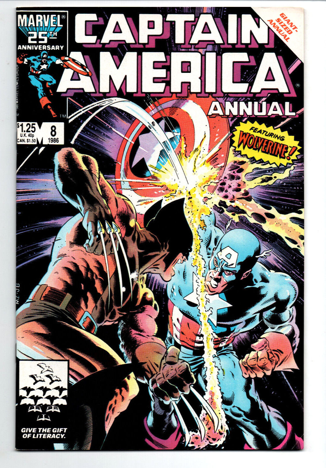 Wallpaper #zWdQ-ZIBSpphPi3-lozD76 Captain America Annual 8 vs Wolverine Mike Zeck Cover Key 1986