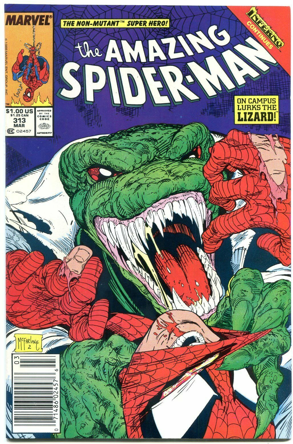 Wallpaper #GkAxMJMBJhL2WPbaVMA685 Amazing Spider Man 313 1989 Marvel Comics Mcfarlane Vf Comic Books