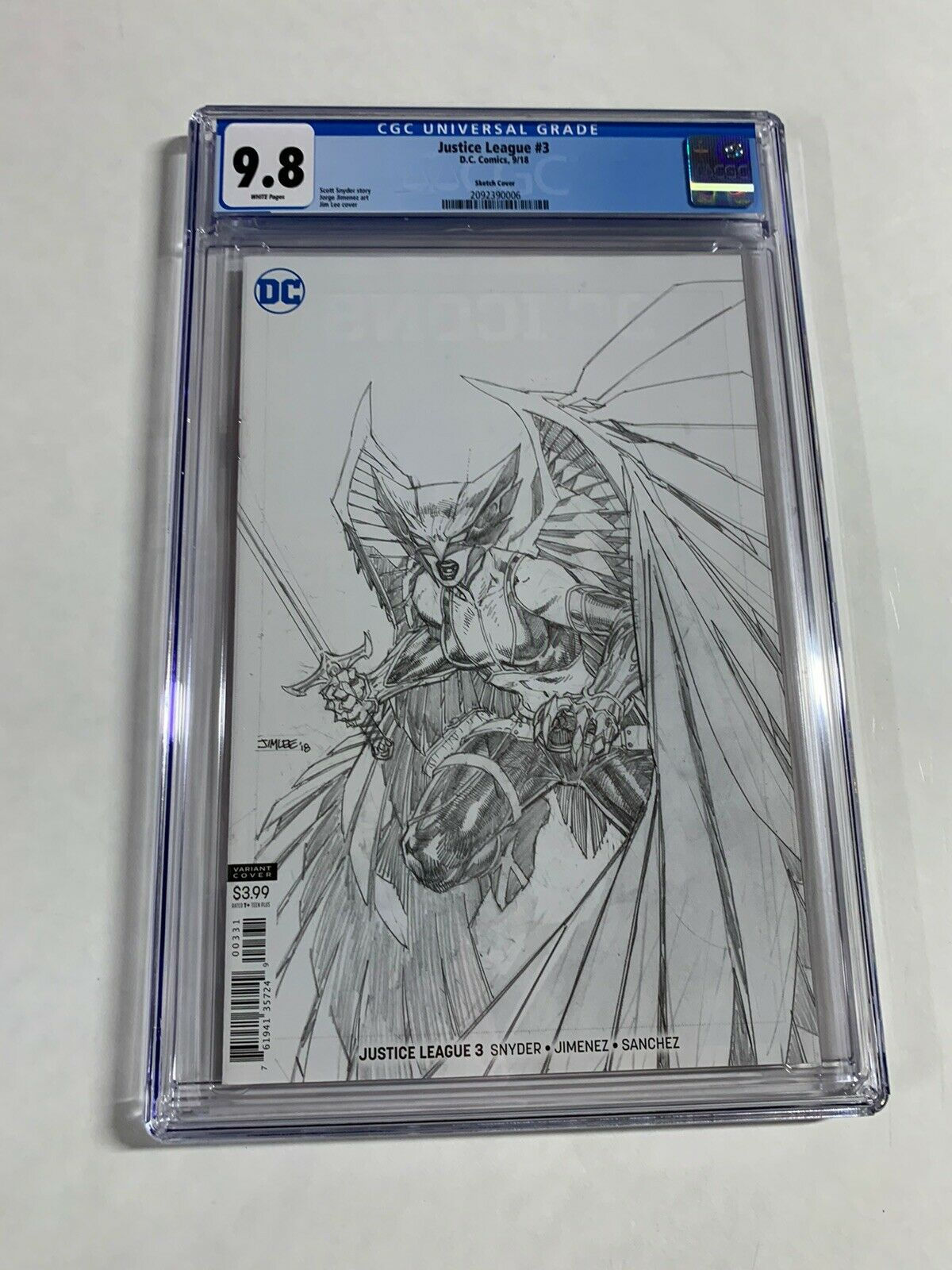 Wallpaper #xGdJ95IBSpphPi3-d4V5202 Justice League 3 Cgc 98 2018 Jim Lee Sketch Variant Hawkwoman DC