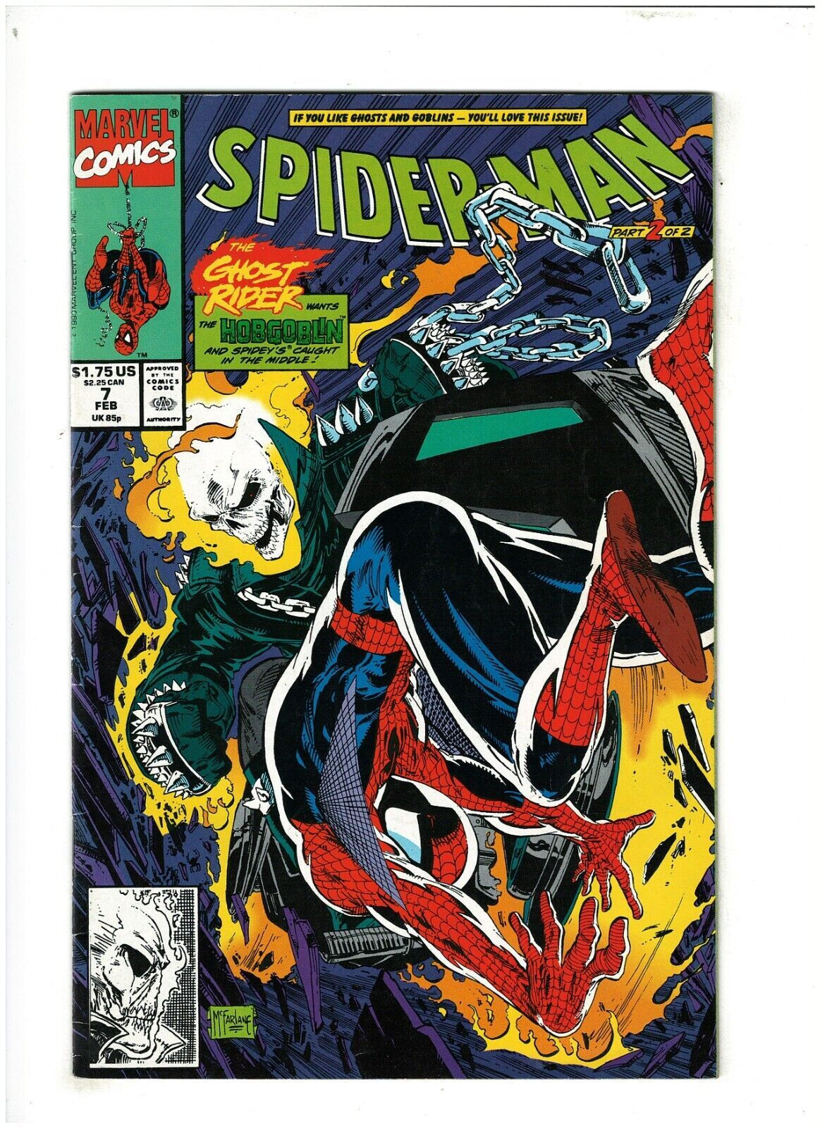 Wallpaper #8fQZOpMBKFX8bn3rGXdZ305 Spider Man 7 Vf 80 Marvel Comics 1991 Todd Mcfarlane Ghost Rider