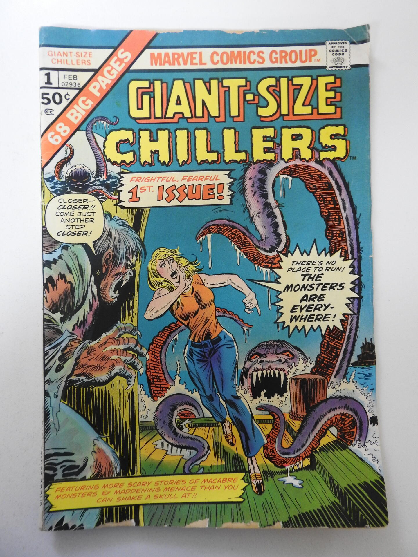Wallpaper #HmeNC5MBSpphPi3-KNo9262 Giant Size Chillers 1 1975 Gd Condition 1 12 in Spine Split
