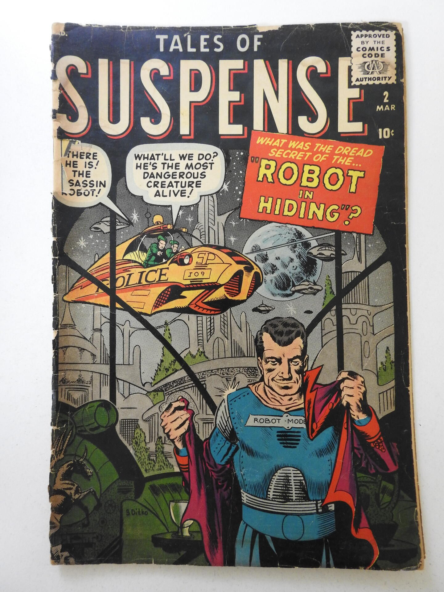 Wallpaper #HmeNC5MBSpphPi3-KNo9224 Tales of Suspense 2 1959 Robot in Hiding Full Spine Split Poor