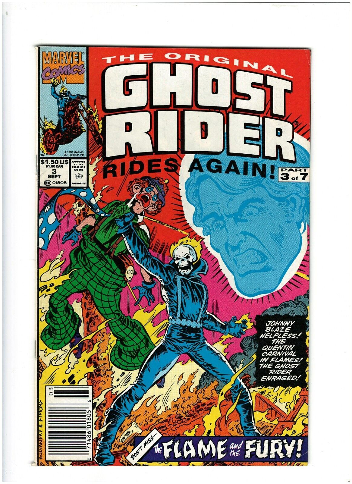 Wallpaper #g_TPOpMBKFX8bn3rq3n_331 Original Ghost Rider Rides Again 3 Vf 80 Newsstand Marvel Comics 1991