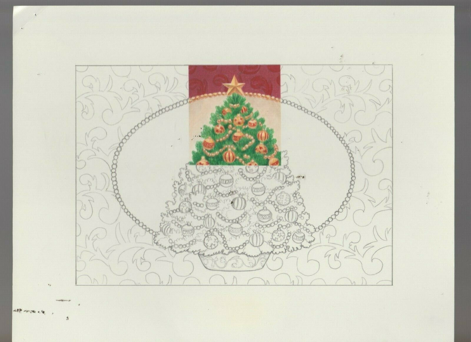 Wallpaper #BWgvFZMBSpphPi3-Zwec295 Christmas Tree Pencil Drawing Color Guide 2pcs 11x85 Greeting Card
